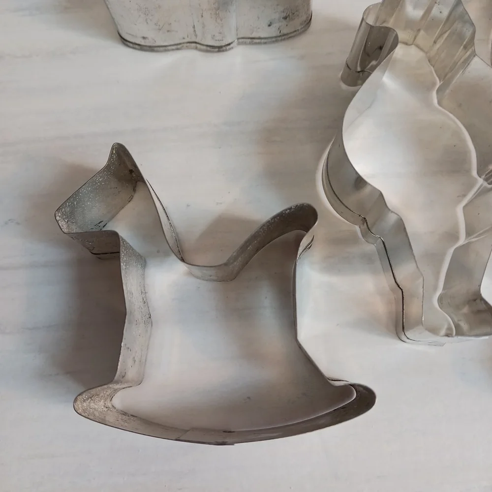 Vintage Christmas Metal Cookie Cutters Set of 5